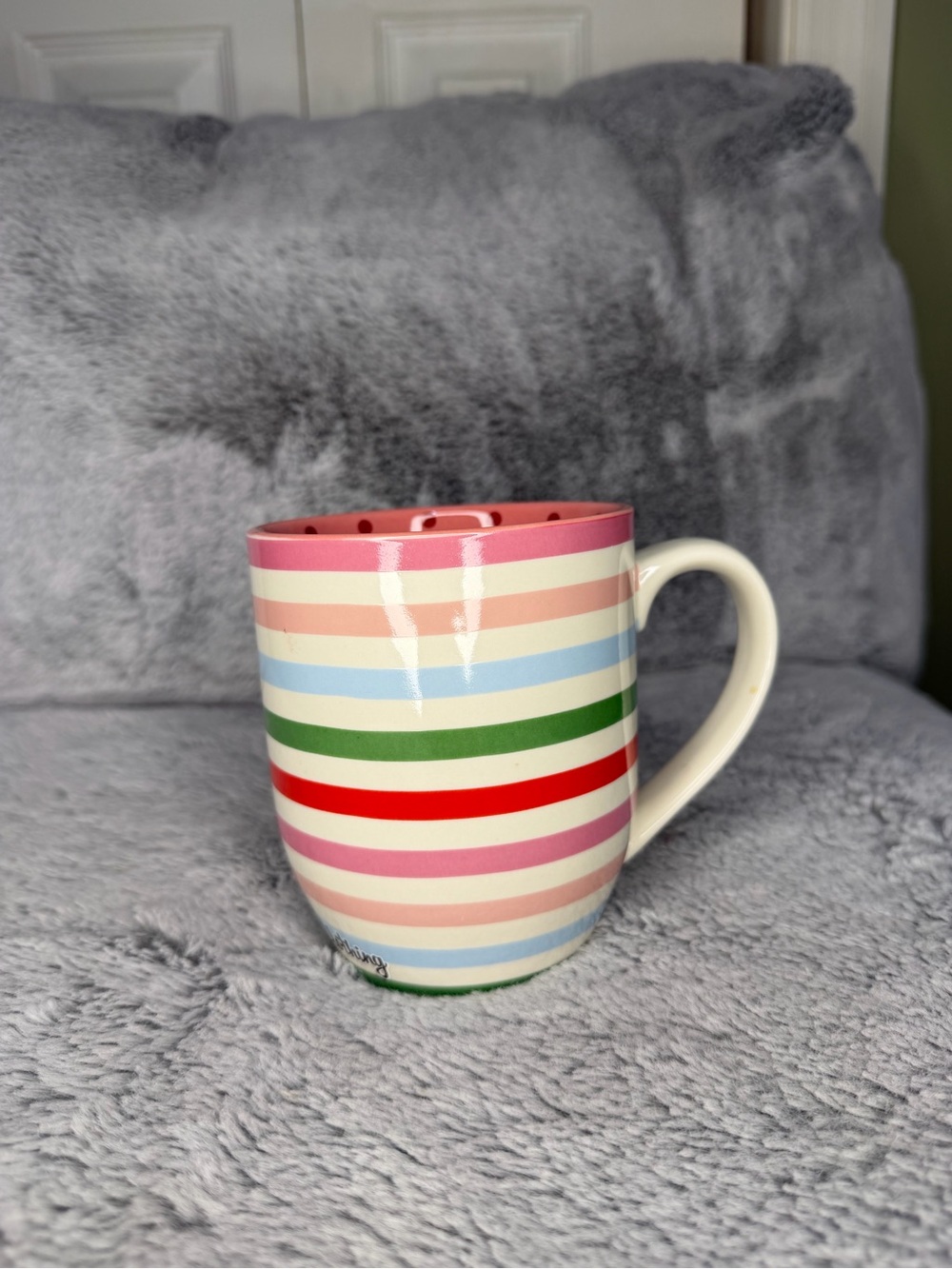 Matilda Jane Ceramic Striped Rainbow Mug - Pink, Red, Green, Blue